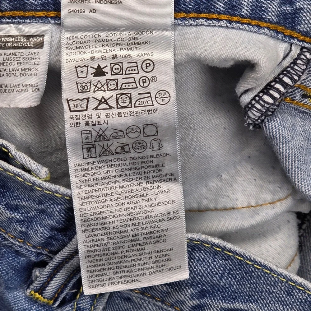 Levi Strauss 505 Mens Jeans Light Wash Straight Leg Denim Distressed 38x30